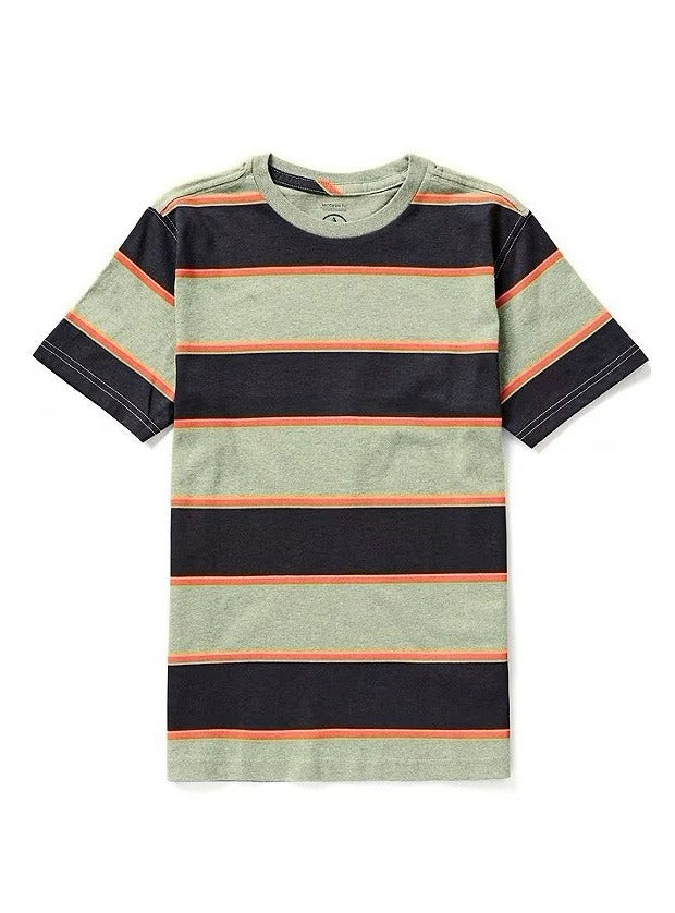 Mens Green Melange Striped T Shirt