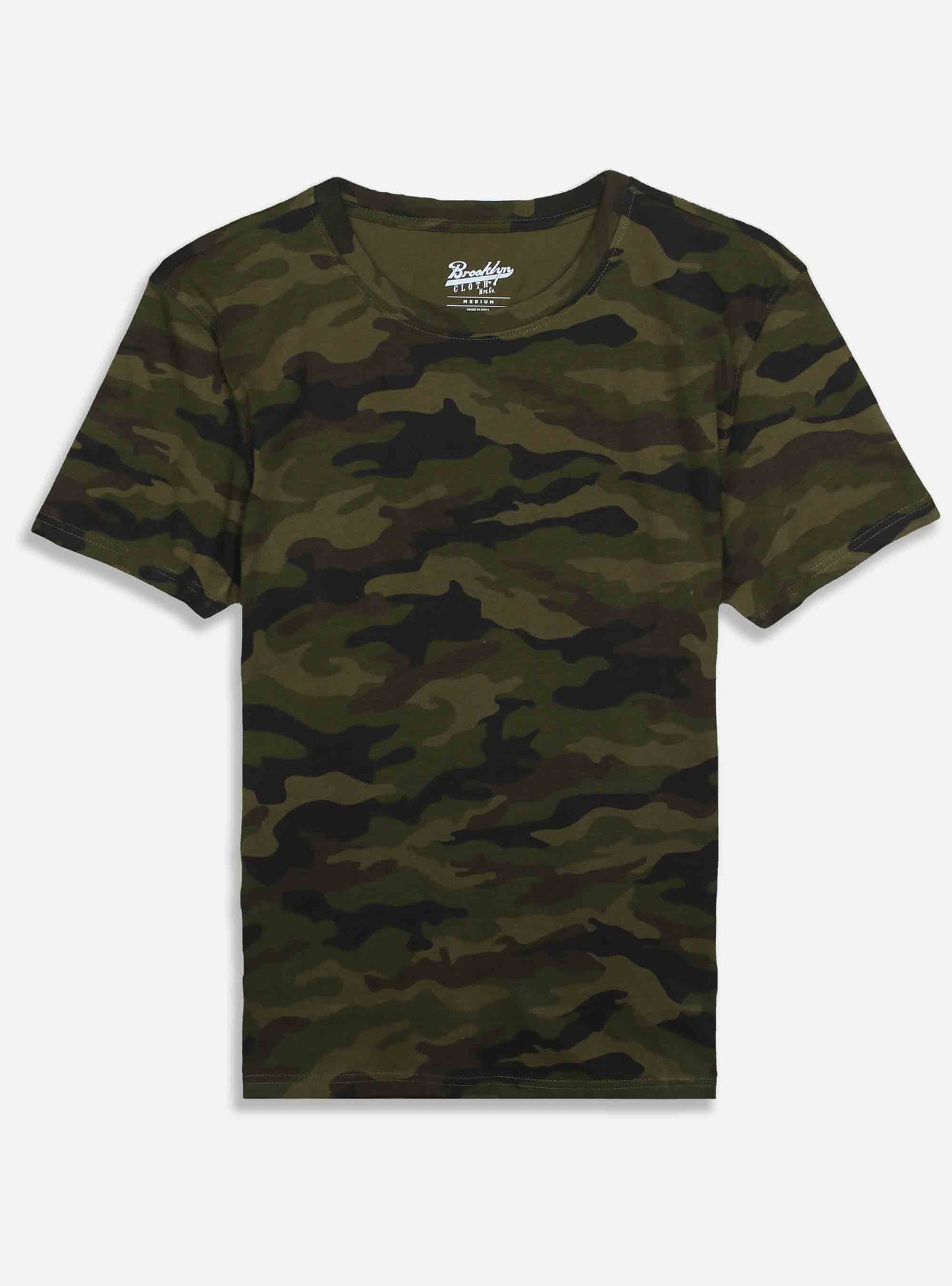 Mens Green Camo Printed T Shirt