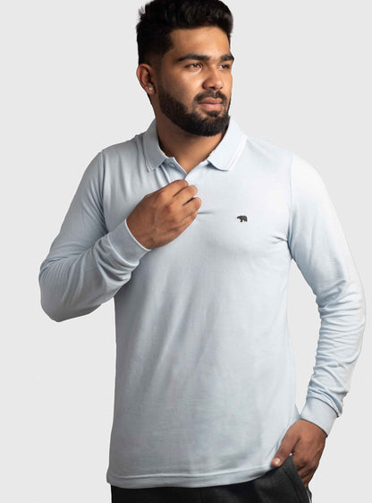 Ice Blue Long Sleeve Polo T-Shirt