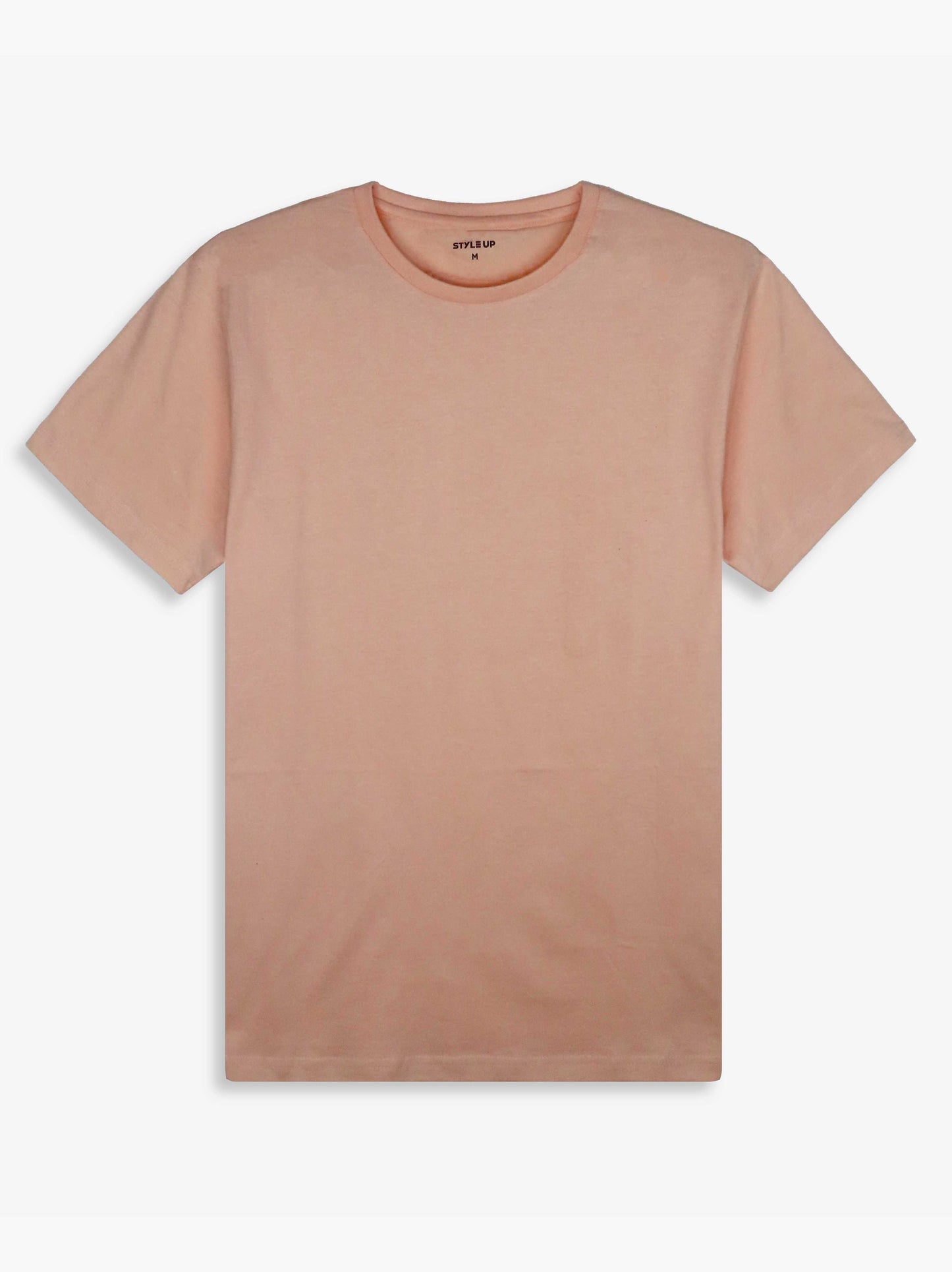 Mens Crew Neck Salmon Pink T Shirt