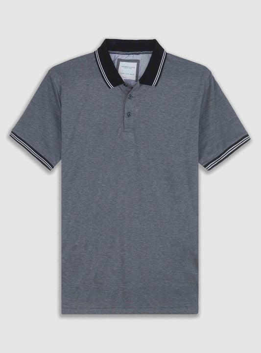 Mens Jacquard Polo Dark Grey