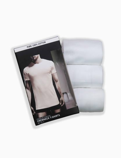 Mens 3 Pc Pack Crew Neck White Undershirts