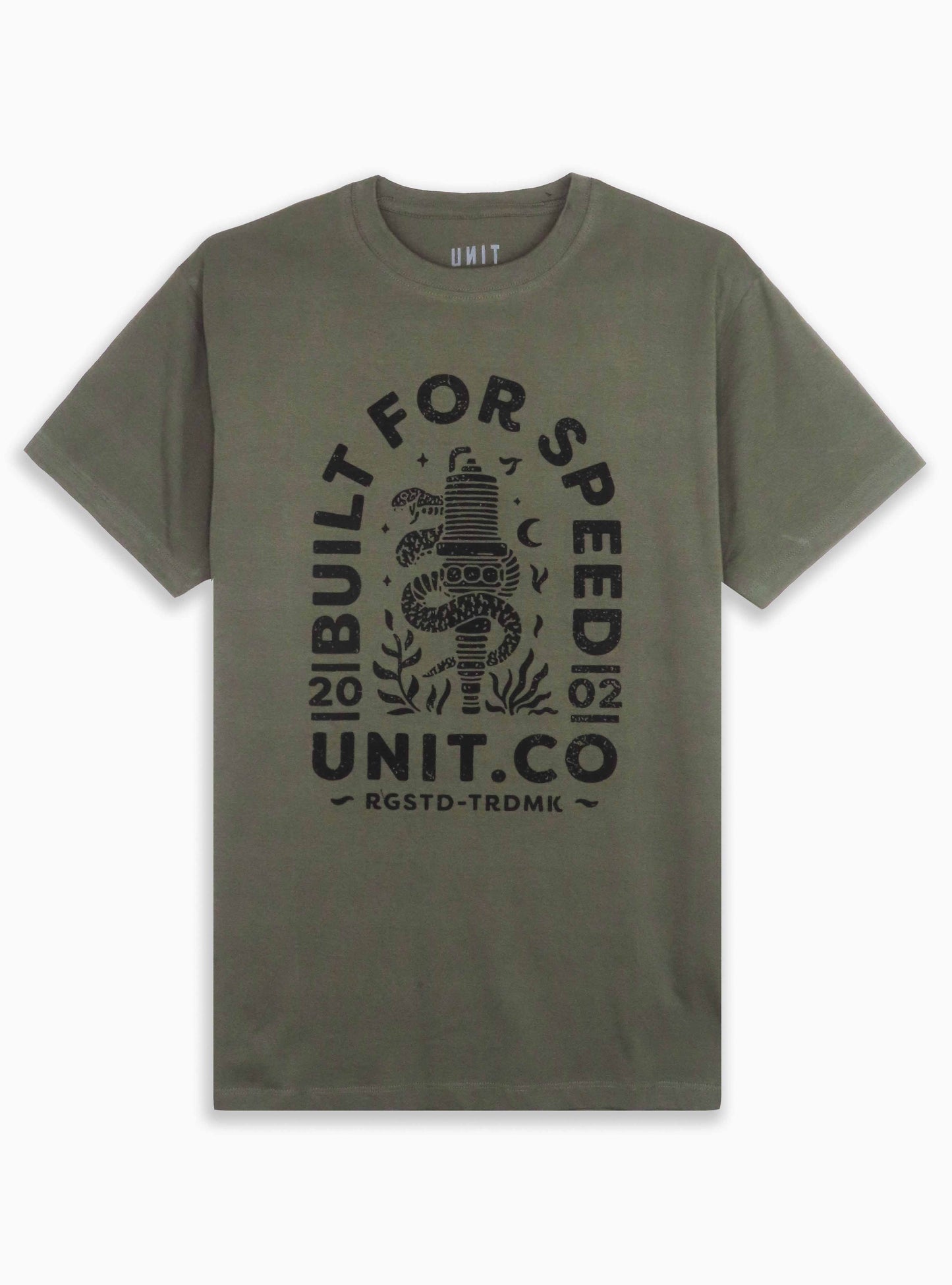 Mens Printed T Shirt Olive / Built