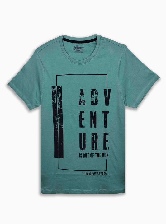 Mens Printed T Shirt Teal Blue