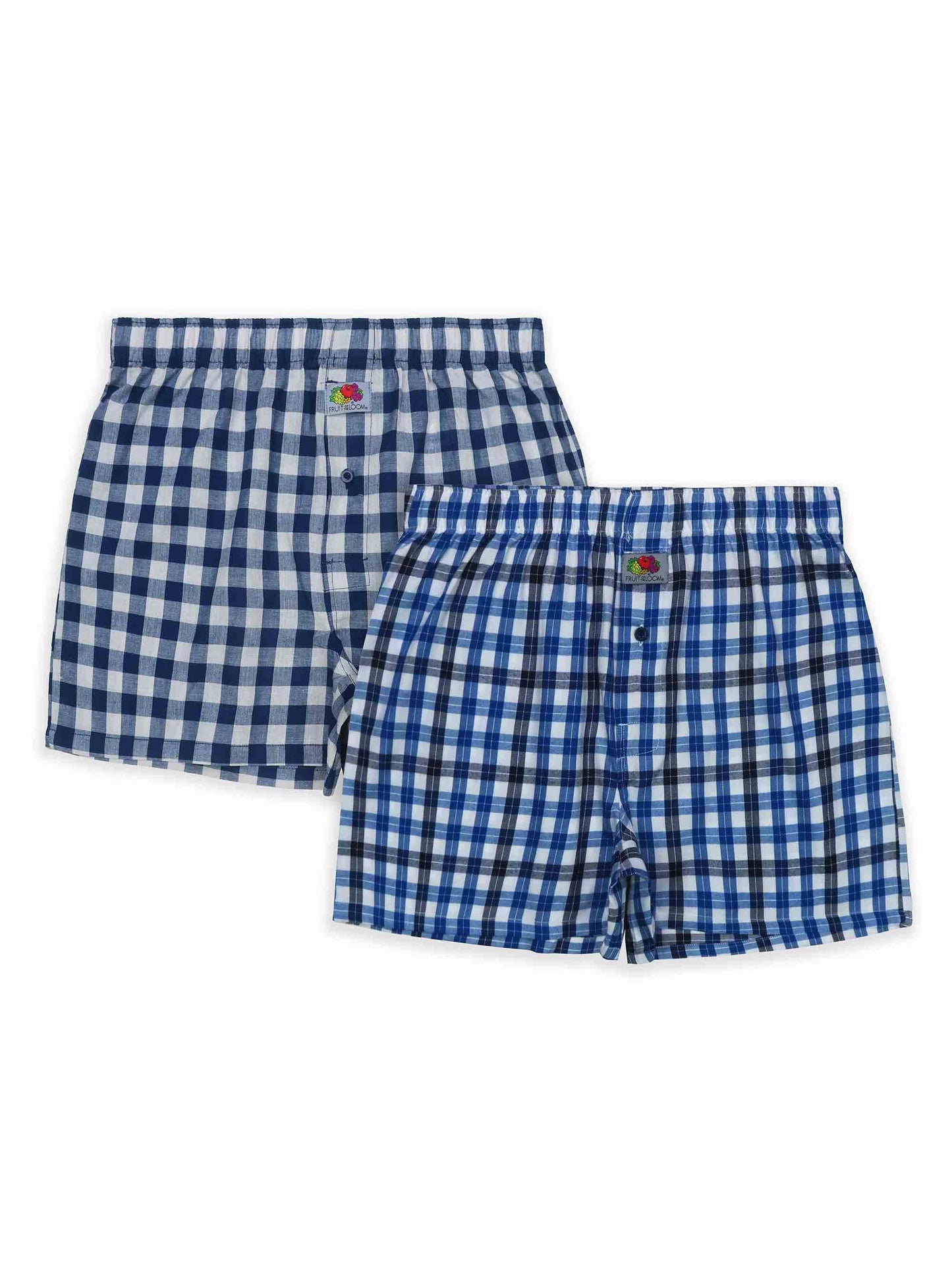 Mens 2 Pack Woven Boxer Shorts Navy-Blue