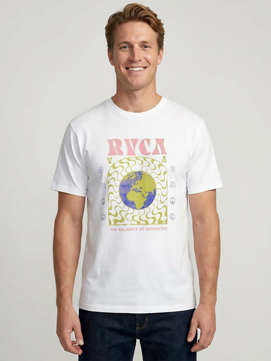 Mens RVCA Printed White T-Shirt