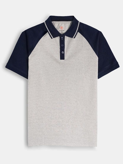 Mens Raglan Sleeve Grey Polo