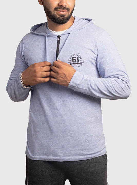 Mens Blue Hooded T-Shirts