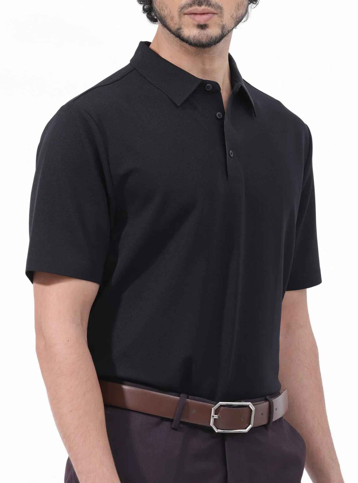 Mens Black Collar T-Shirt