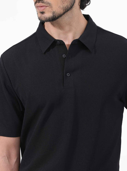 Mens Black Collar T-Shirt