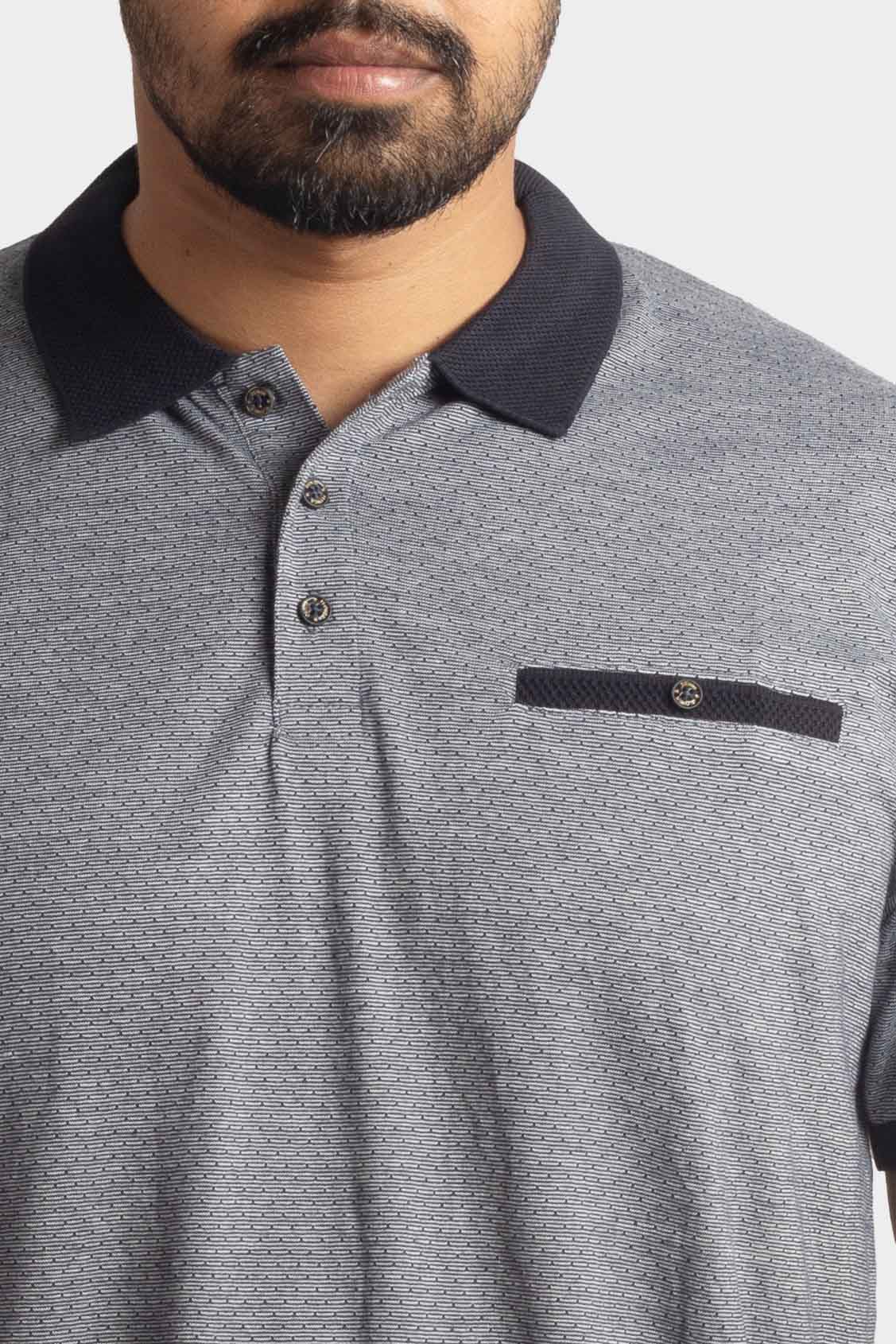 Mens Printed Collar T-Shirt Grey