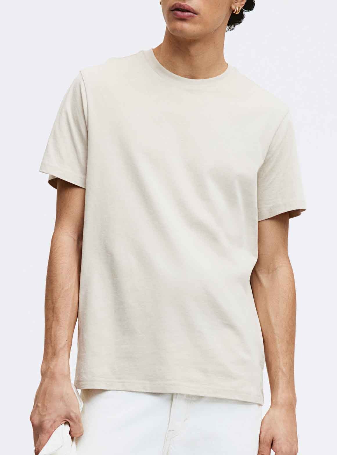 Mens Regular Fit T Shirt Beige