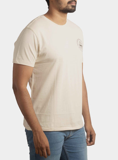 Mens Printed T Shirt Beige