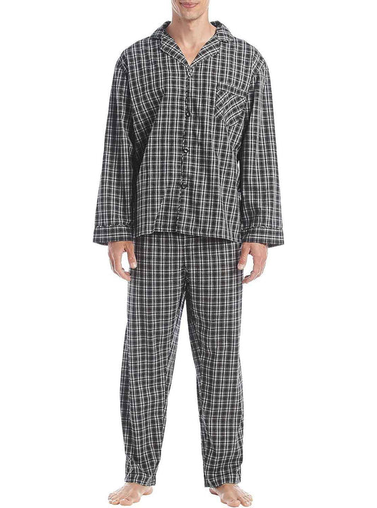 Men'S Big Woven Plain-Weave Pajama Set