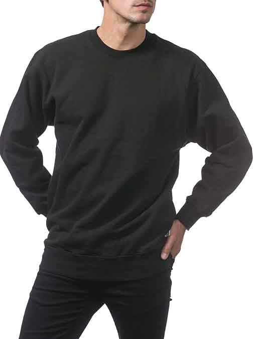 Mens Crew Neck Pullover Sweatshirt Black