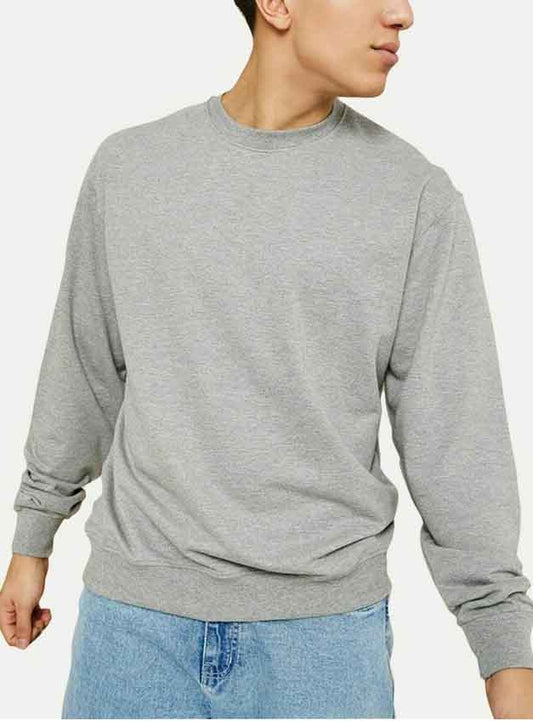 Mens Crew Neck Pullover Sweatshirt Grey