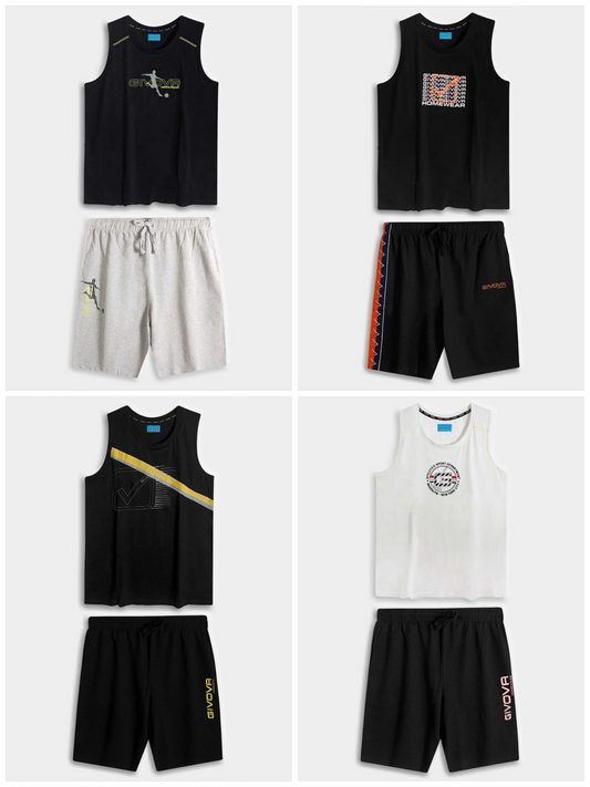 Mens Sleeveless Shorty Set
