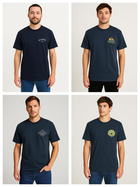 Mens Printed T-Shirt Mixed Navy