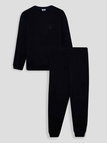 Mens's Interlock Winter Black Pyjama Set Box Pack