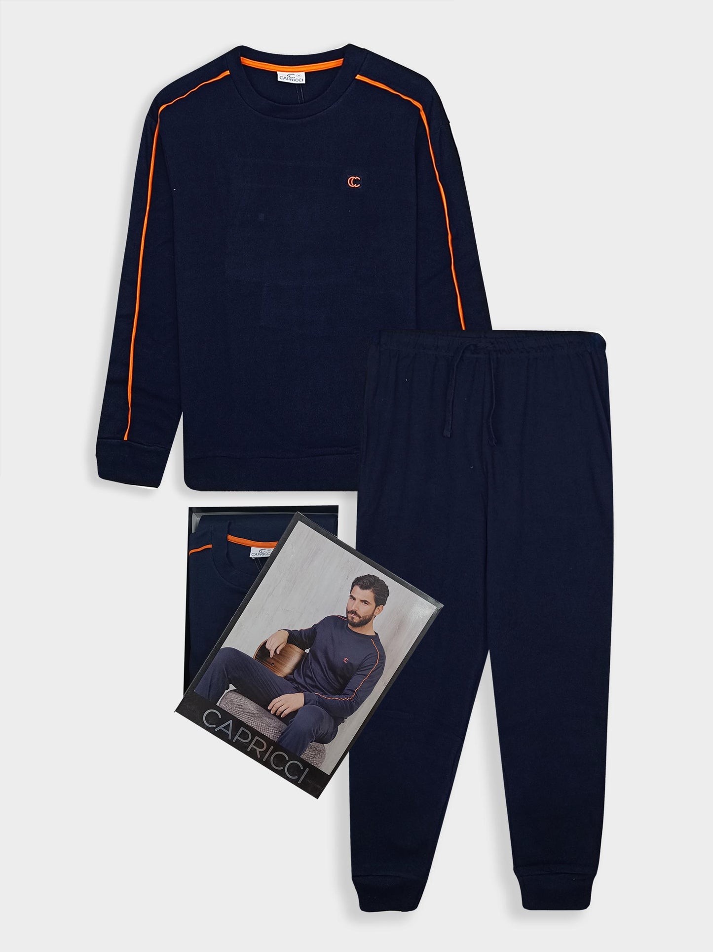 Mens's Interlock Winter Navy Pyjama Set Box Pack