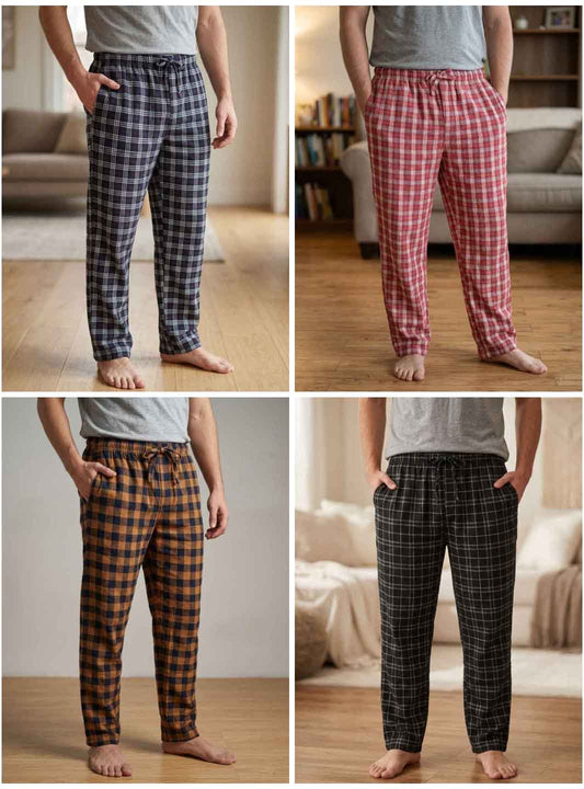 Mens Woven Flannel Pants Mixed Colours