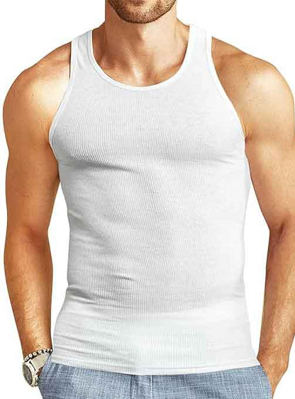 Mens 5 Pack Ribbed Tanks