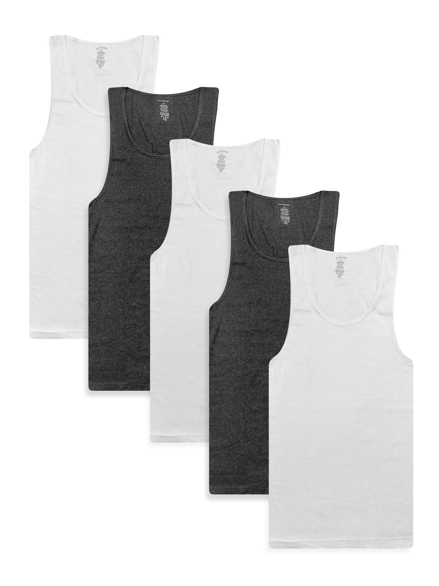 Mens 5 Pack Ribbed Tanks