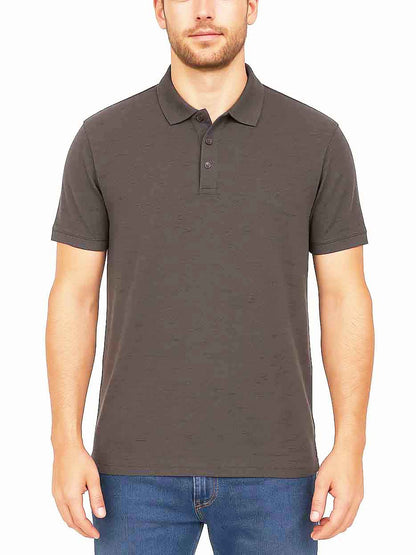 Mens Slub Textured Olive Polo Shirt