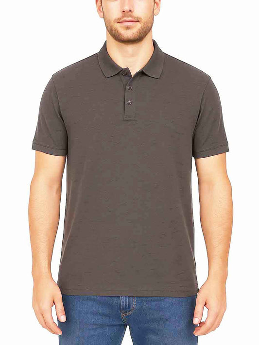 Mens Slub Textured Olive Polo Shirt
