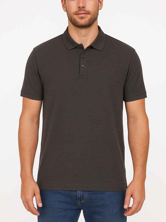 Mens Slub Textured Grey Polo  Shirt