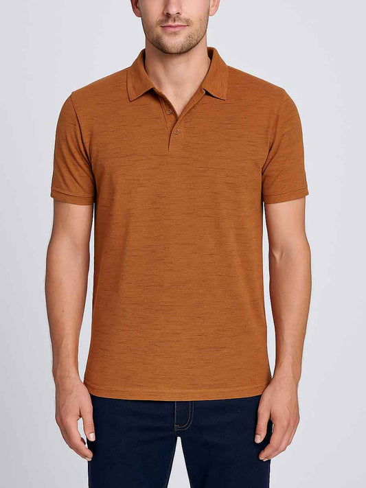 Mens Slub Textured Mustard Polo  Shirt