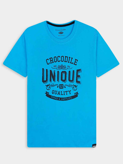 Mens Printed  Blue T-Shirt