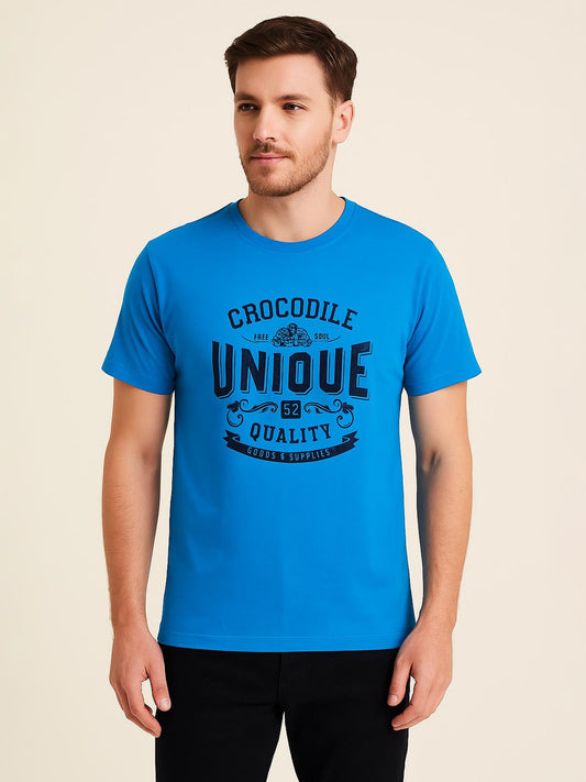 Mens Printed  Blue T-Shirt