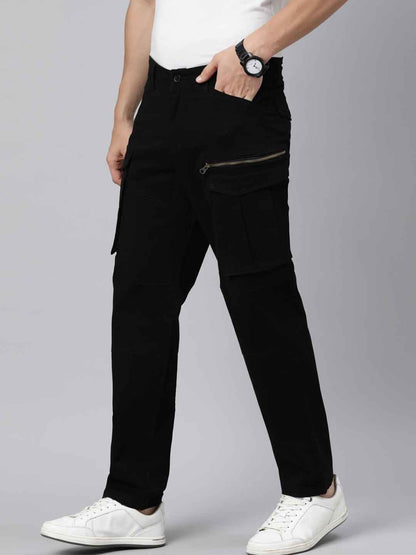 Mens Woven Black Cargo Pant