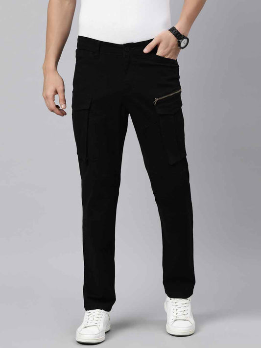 Mens Woven Black Cargo Pant