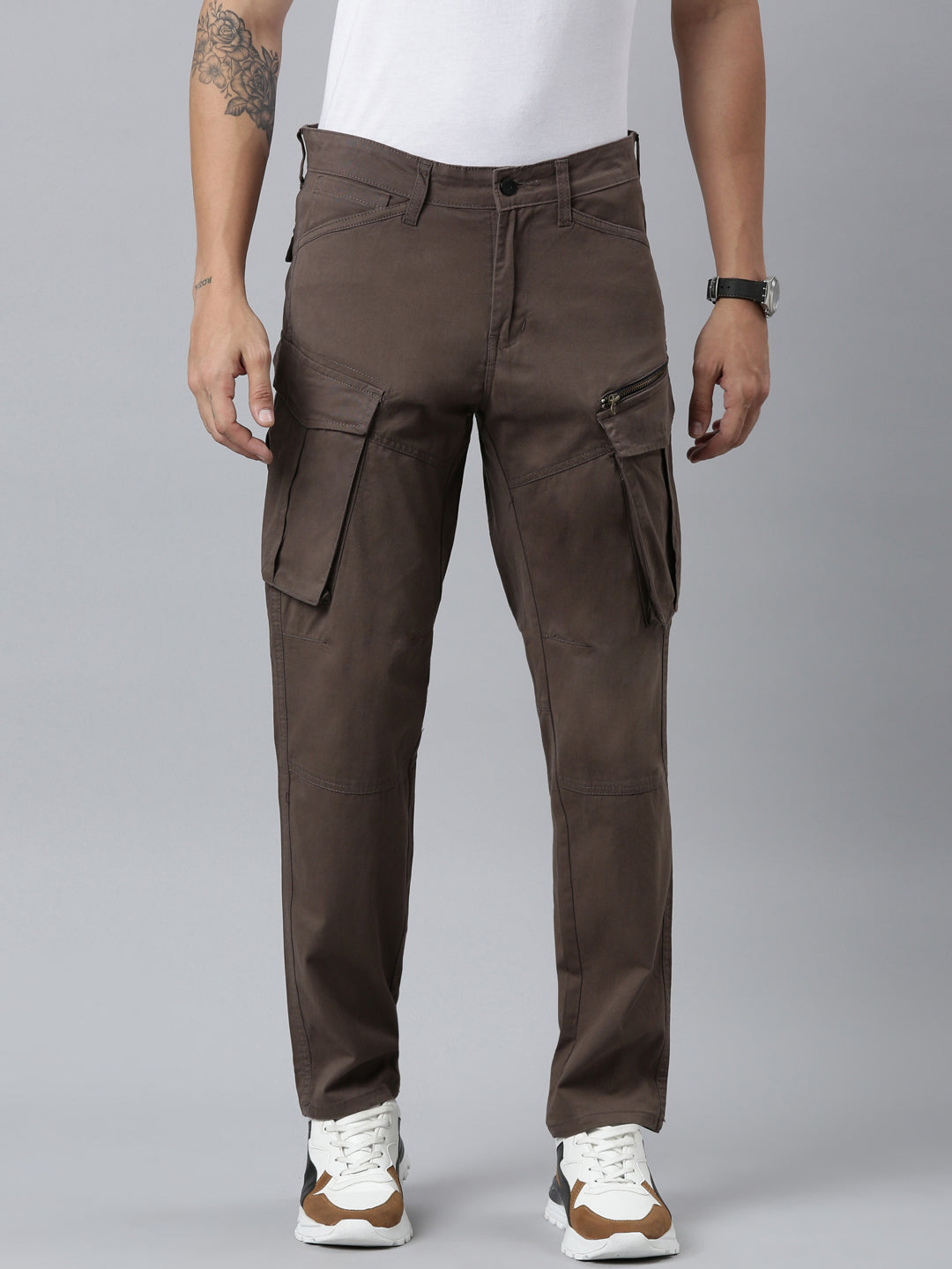 Mens Woven Steel Grey Cargo Pant