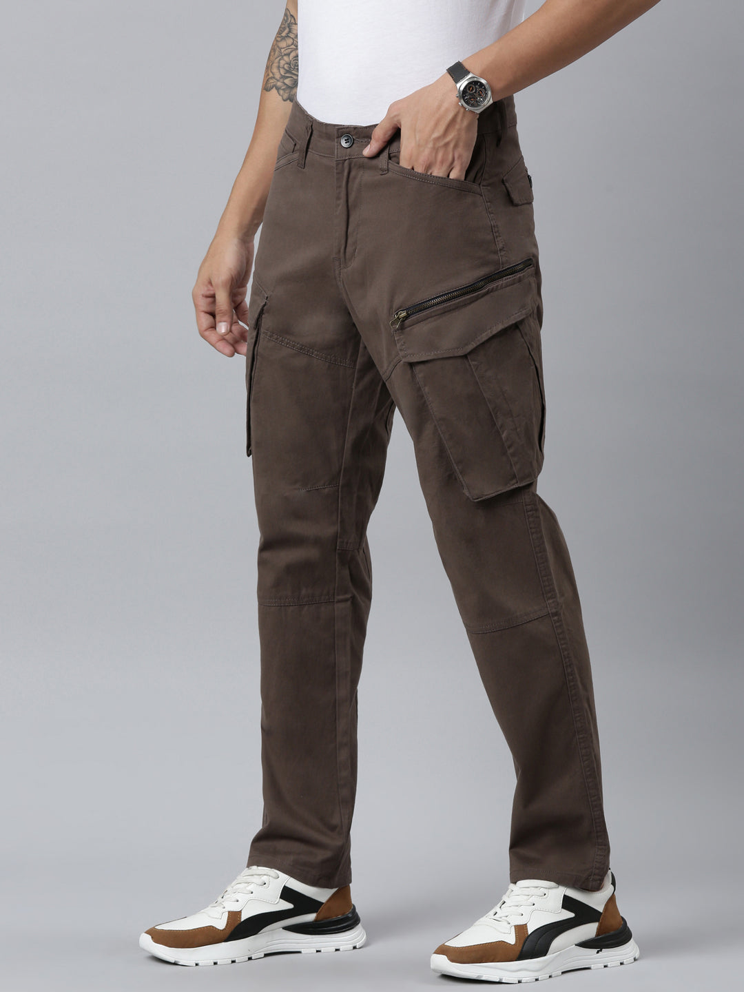 Mens Woven Steel Grey Cargo Pant