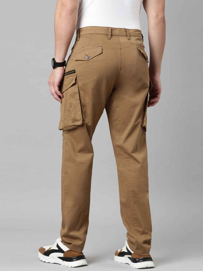 Mens Woven Brown Cargo Pant