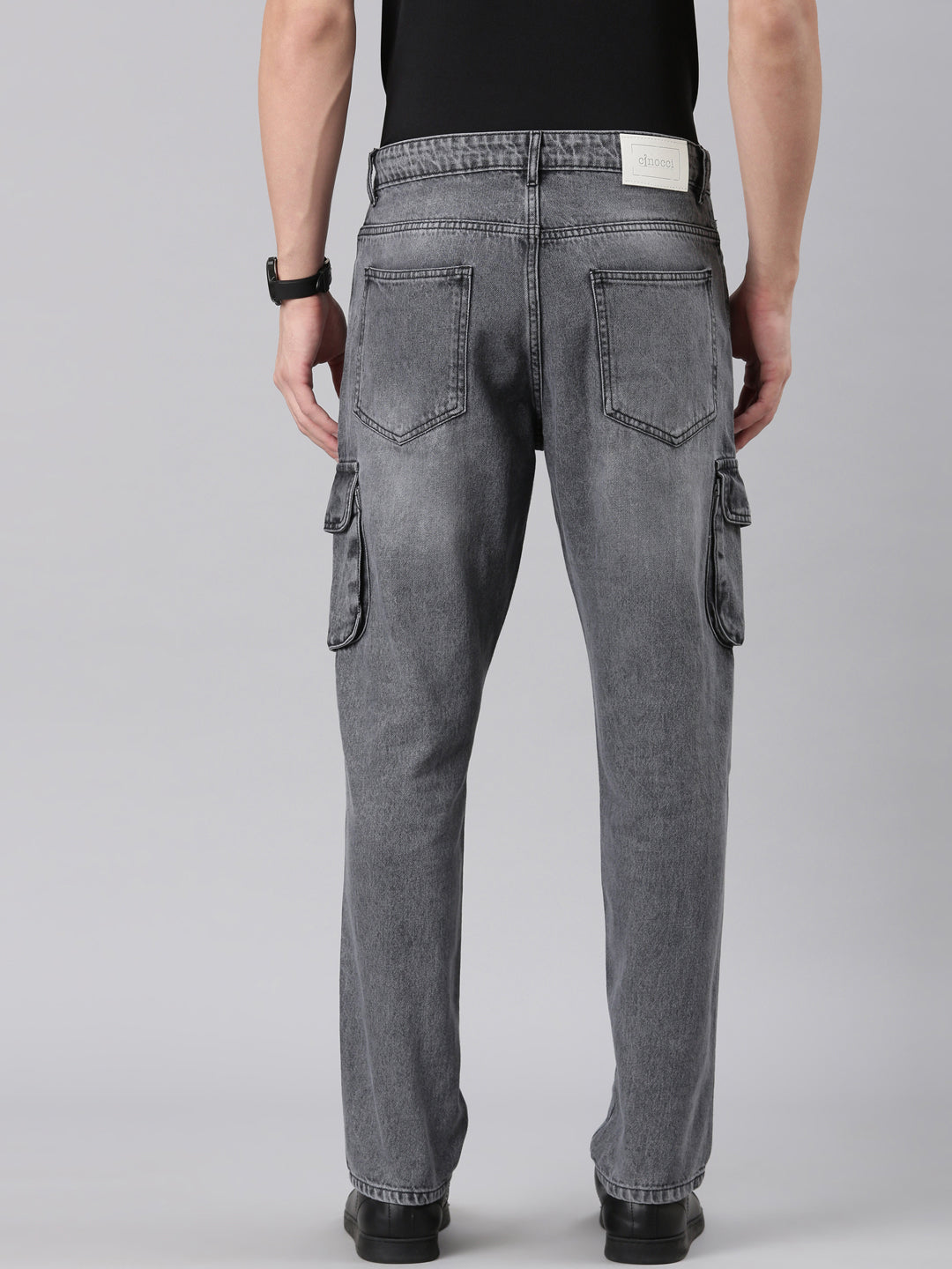 Mens Denim Grey Cargo Jeans
