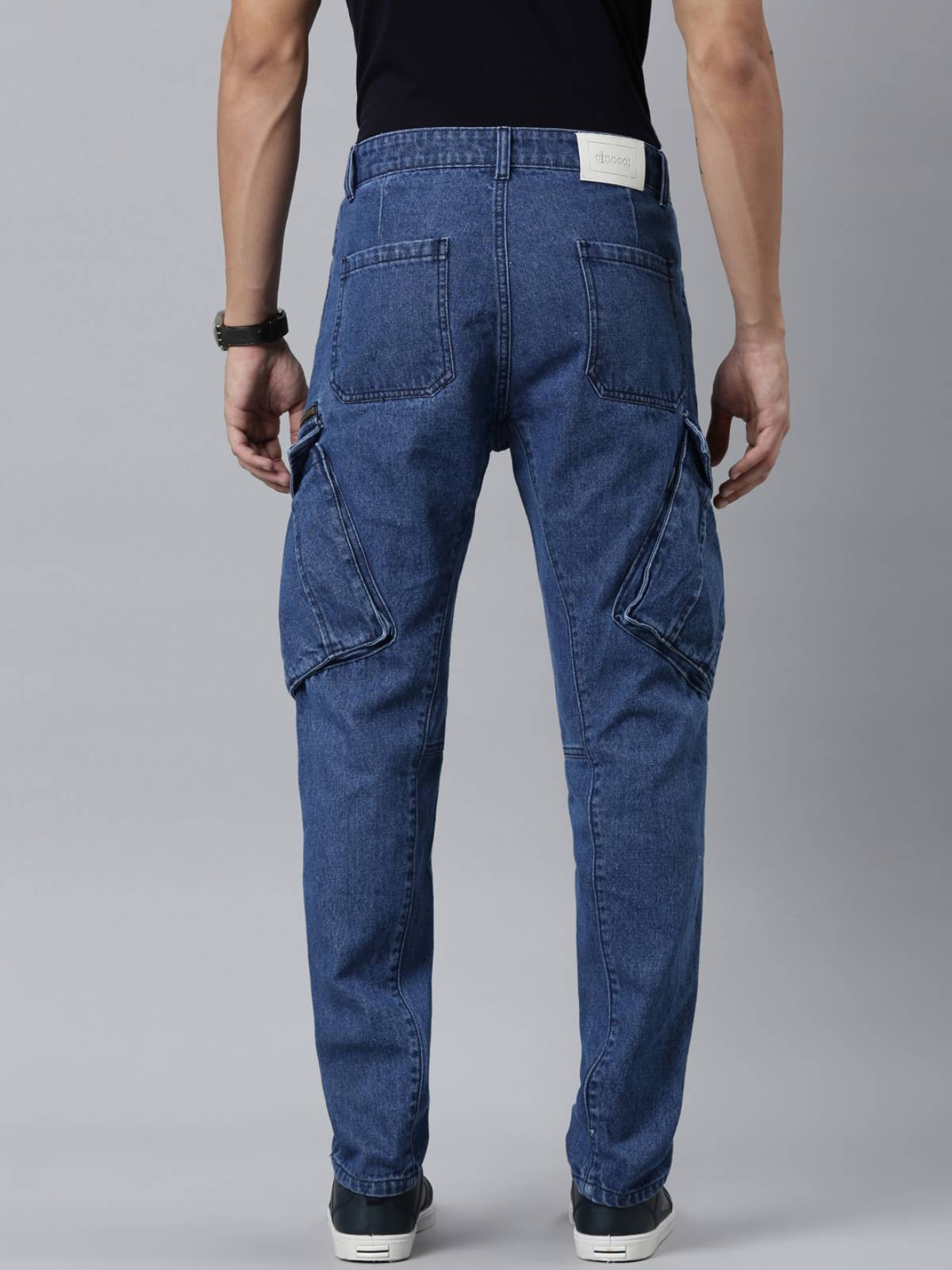 Mens Denim Blue Cargo Jeans