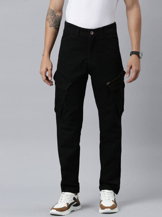Mens Denim Black Cargo Jeans