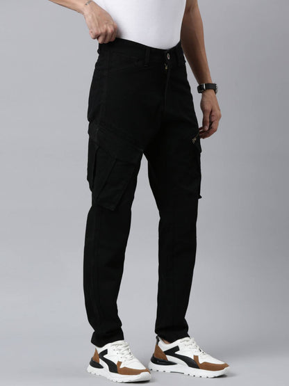 Mens Denim Black Cargo Jeans