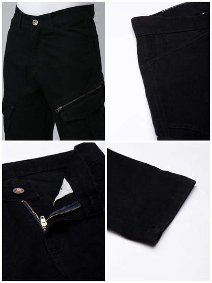 Mens Denim Black Cargo Jeans