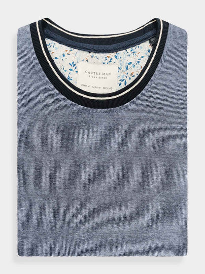 Mens Navy Grindled  T-Shirt
