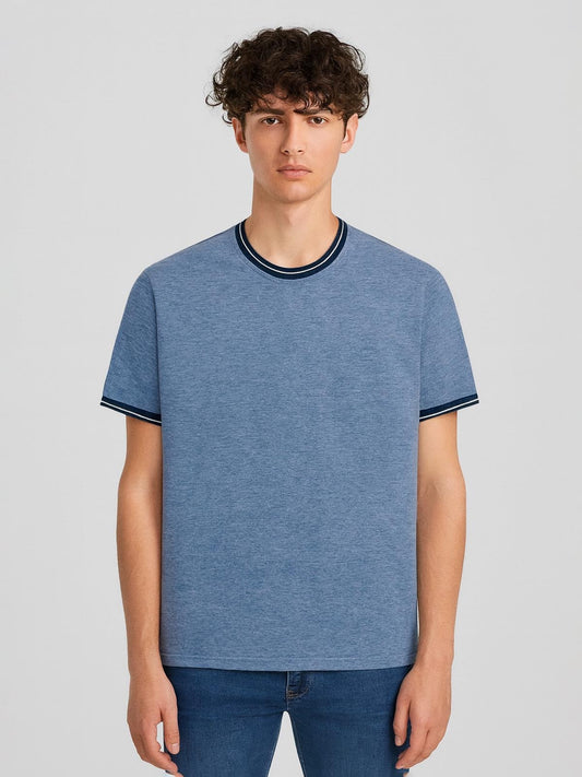 Mens Navy Grindled  T-Shirt