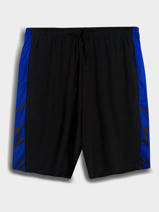 Mens Polyester Dry-Fit Black-Blue Shorts