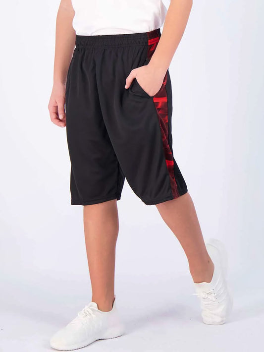 Mens Polyester Dry-Fit Black-Red Shorts