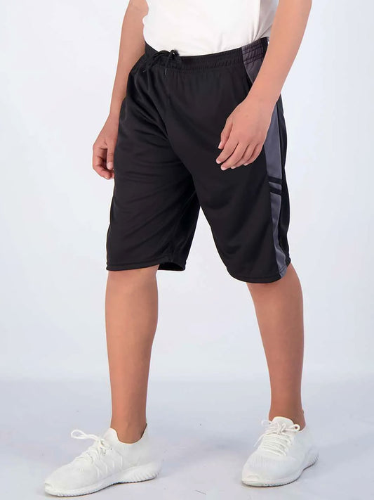 Mens Polyester Dry-Fit Black-Grey Shorts
