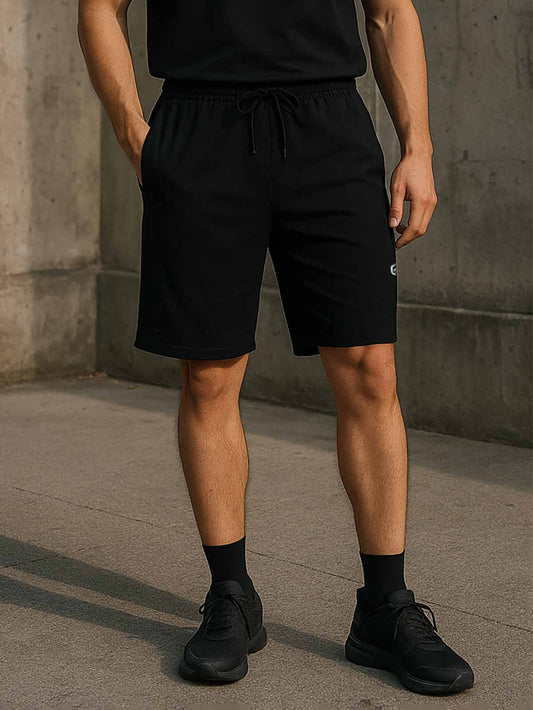 Mens French Terry Black Shorts