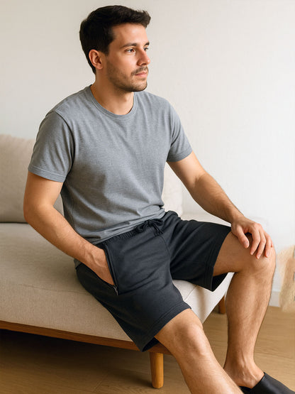 Mens French Terry Steel Grey Shorts